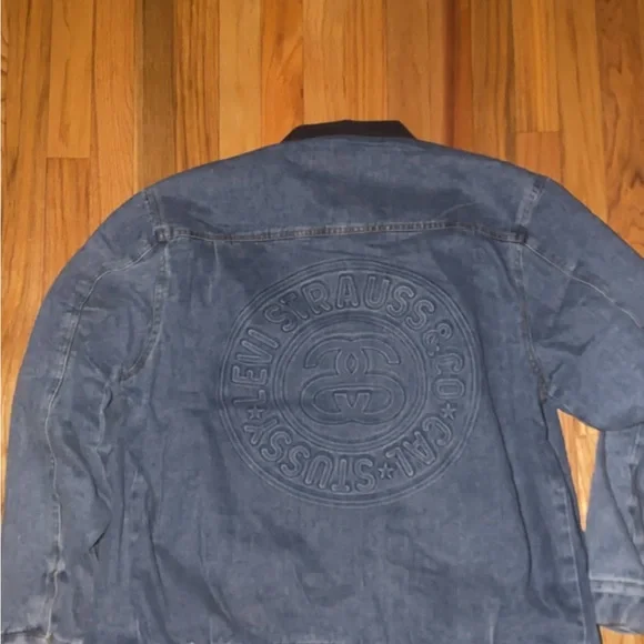 Stussy Blue Denim Jacket with Black Collar